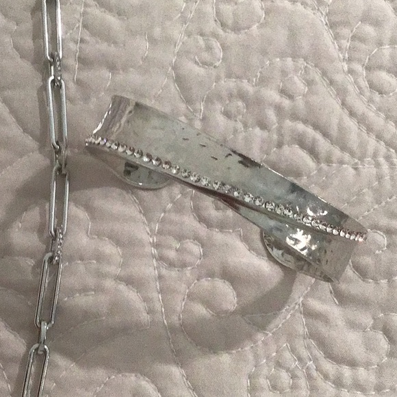 Paper clip necklace with bangle bracelet - Picture 2 of 5